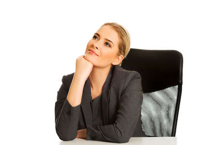 Thoughtful businesswomanの写真素材