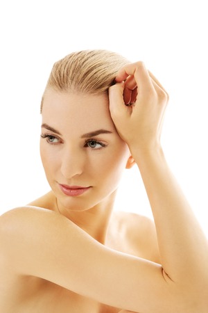 Young beautiful relaxed blonde womanの写真素材