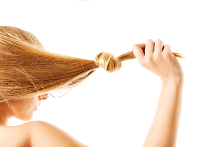 Blonde hair knot isolated on white background.の写真素材