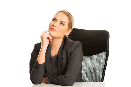 Thoughtful businesswomanの写真素材