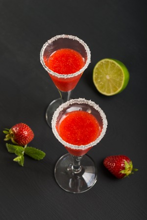 Two glass of straberry cocktail.の写真素材