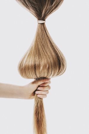 Streak of blonde hairの写真素材