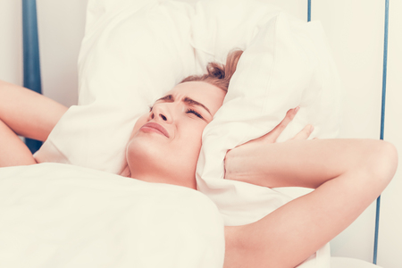 Woman cant sleep - insomniaの写真素材