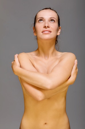 Nude slim women bodyの写真素材