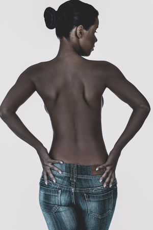 Black beauty in denimの写真素材