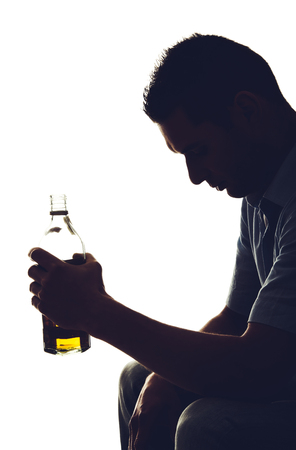 Man with alcohol addictionの写真素材