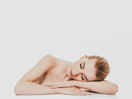 Beautiful woman, copy spaceの写真素材