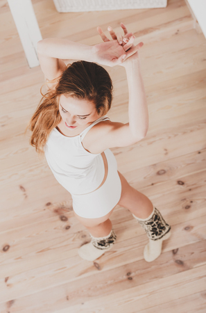 Stretch out for day beginningの写真素材