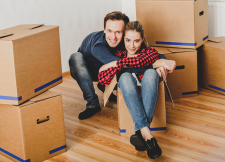Unpacking in new homeの写真素材