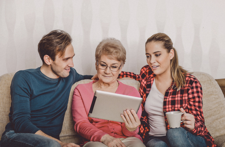 Senior woman learning new technologyの写真素材