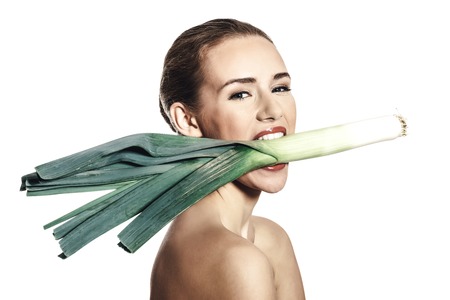 Eating fresh vegetablesの写真素材