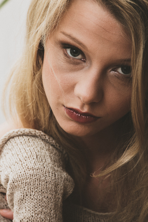 Unhappy womans faceの写真素材