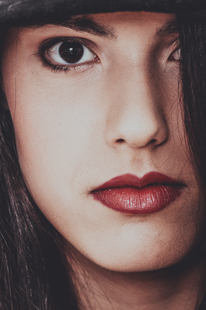 Woman with red lipsの写真素材