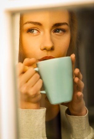 Woman drinking coffeeの写真素材