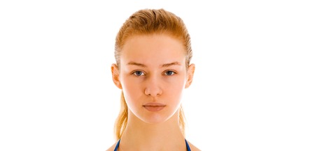 No makeup female faceの写真素材