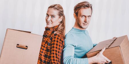 Couple moving in houseの写真素材