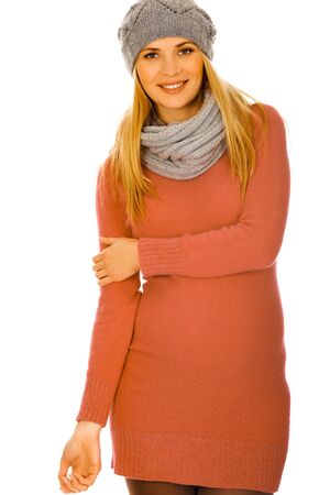 Woman in warm clothesの写真素材