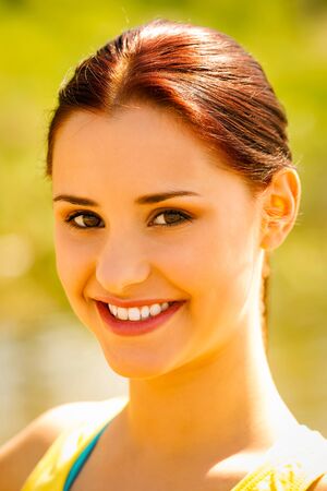 Woman with toothy smileの写真素材
