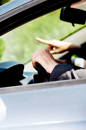 Man driving in right directionの写真素材