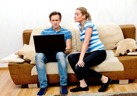 Relationship problem, jealous womanの写真素材