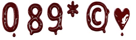 Creepy letters made from red fresh blood. 3d render isolated on white background.の写真素材