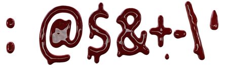 Creepy letters made from red fresh blood. 3d render isolated on white background.の写真素材