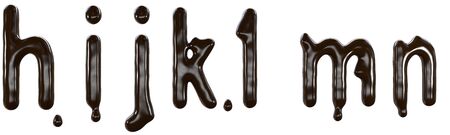 Chocolate font food type for sweet design. 3d render of h i j k l m n letters made from delicious dark chocolate.の写真素材