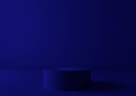 3D rendering background wall with Phantom Blue display table simple rendering background wall, can be used for banner design items display background.の写真素材