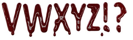 Creepy letters made from red fresh blood. 3d render isolated on white background.の写真素材