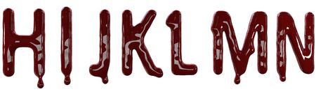 Creepy letters made from red fresh blood. 3d render isolated on white background.の写真素材