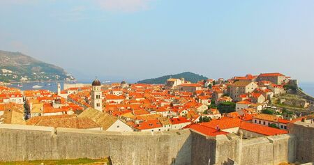 Panoramic aerial view of old city of Dubrovnikのeditorial素材