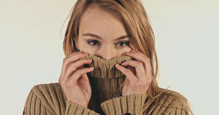 Pretty woman wearing turtleneckの写真素材
