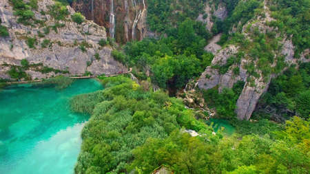Plitvice Lakes National Park seeing from airの写真素材