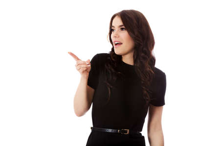 Woman presenting productの写真素材