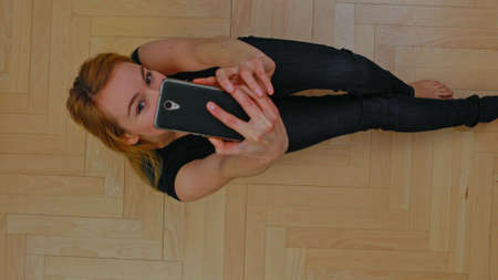 Woman making selfieの写真素材