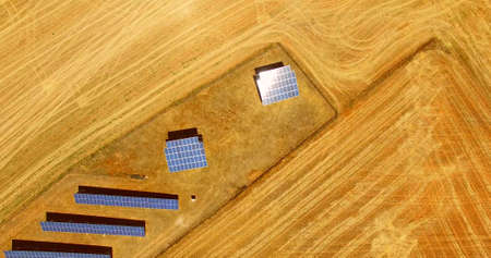 Aerial view of solar panelsの写真素材