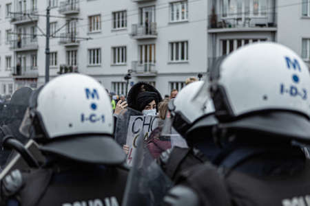 13 december 2020 - Warsaw, Poland - anti-government protests in the streets of the capitalのeditorial素材