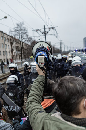 13 december 2020 - Warsaw, Poland - anti-government protests in the streets of the capitalのeditorial素材