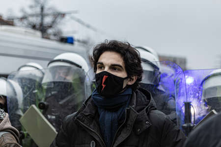 13 december 2020 - Warsaw, Poland - anti-government protests in the streets of the capitalのeditorial素材