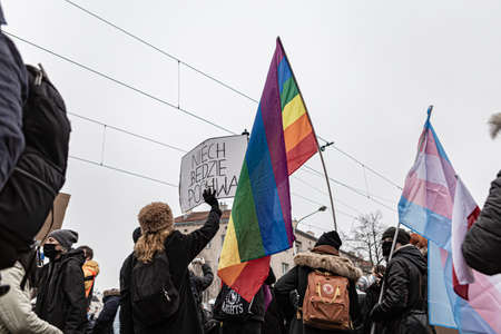 13 december 2020 - Warsaw, Poland - anti-government protests in the streets of the capitalのeditorial素材