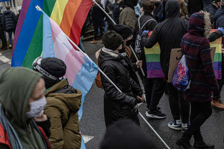 13 december 2020 - Warsaw, Poland - anti-government protests in the streets of the capitalのeditorial素材