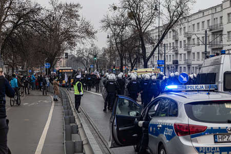 13 december 2020 - Warsaw, Poland - anti-government protests in the streets of the capitalのeditorial素材