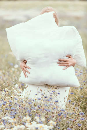 Concept of dreaming woman.の写真素材