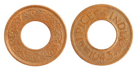 Old Indian One Pice Coin of 1943の写真素材