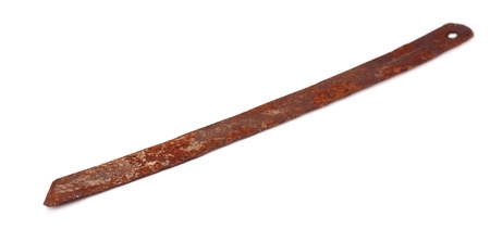 Rusty Hack Saw blade over white backgroundの写真素材