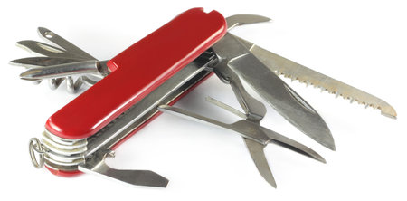 Swiss knife over white background
