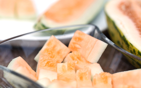 Fresh Mushkmelon on bowlの写真素材