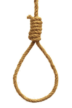 Hanging noose over white backgroundの写真素材