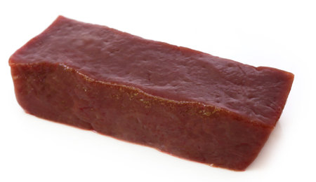 Beef liver over white background