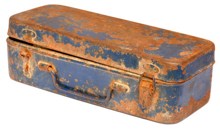 Vintage tool box over white backgroundの写真素材